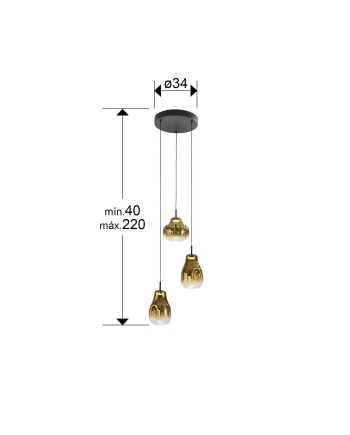 ALEDIS- LAMPARA 3L NEGRO-DORADO